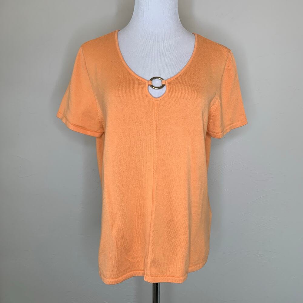 Orange Lightweight Sweater Ring Keyhole Sz Medium Large